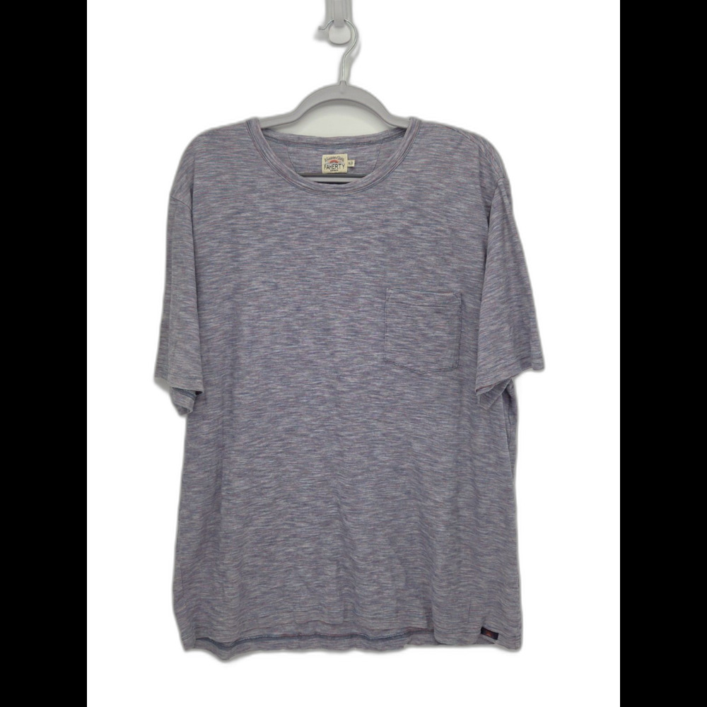 Faherty Indigo Dyed Pocket T Shirt Mens XL Blue Red Stripe 100% Cotton
